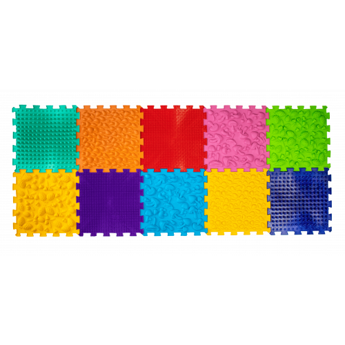 Mata sensoryczna do masażu stóp "Puzzle Mix" 10 elementów