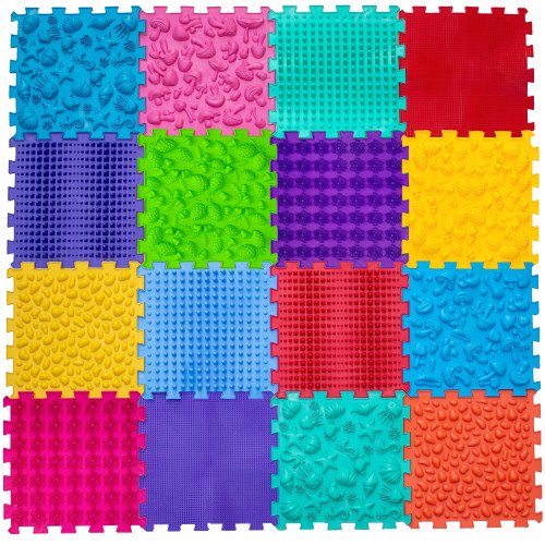 Mata sensoryczna do masażu stóp "Puzzle Mix" 16 elementów
