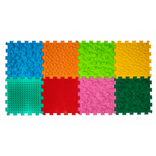 Mata sensoryczna do masażu stóp "Puzzle Mix" 8 elementów + Gra Leśne przygody